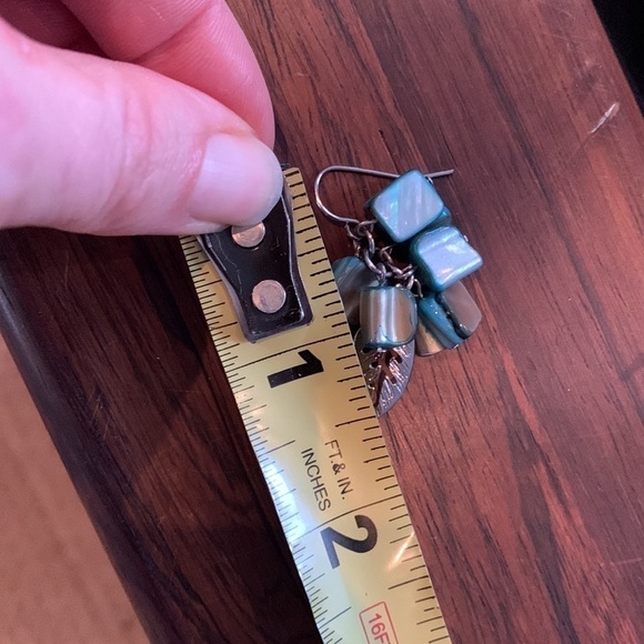 Dangly Beaded Earrings with Metal Feather Accent - Picture 7 of 7